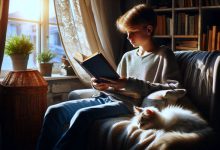 نوجوانی در حال کتاب خواندن